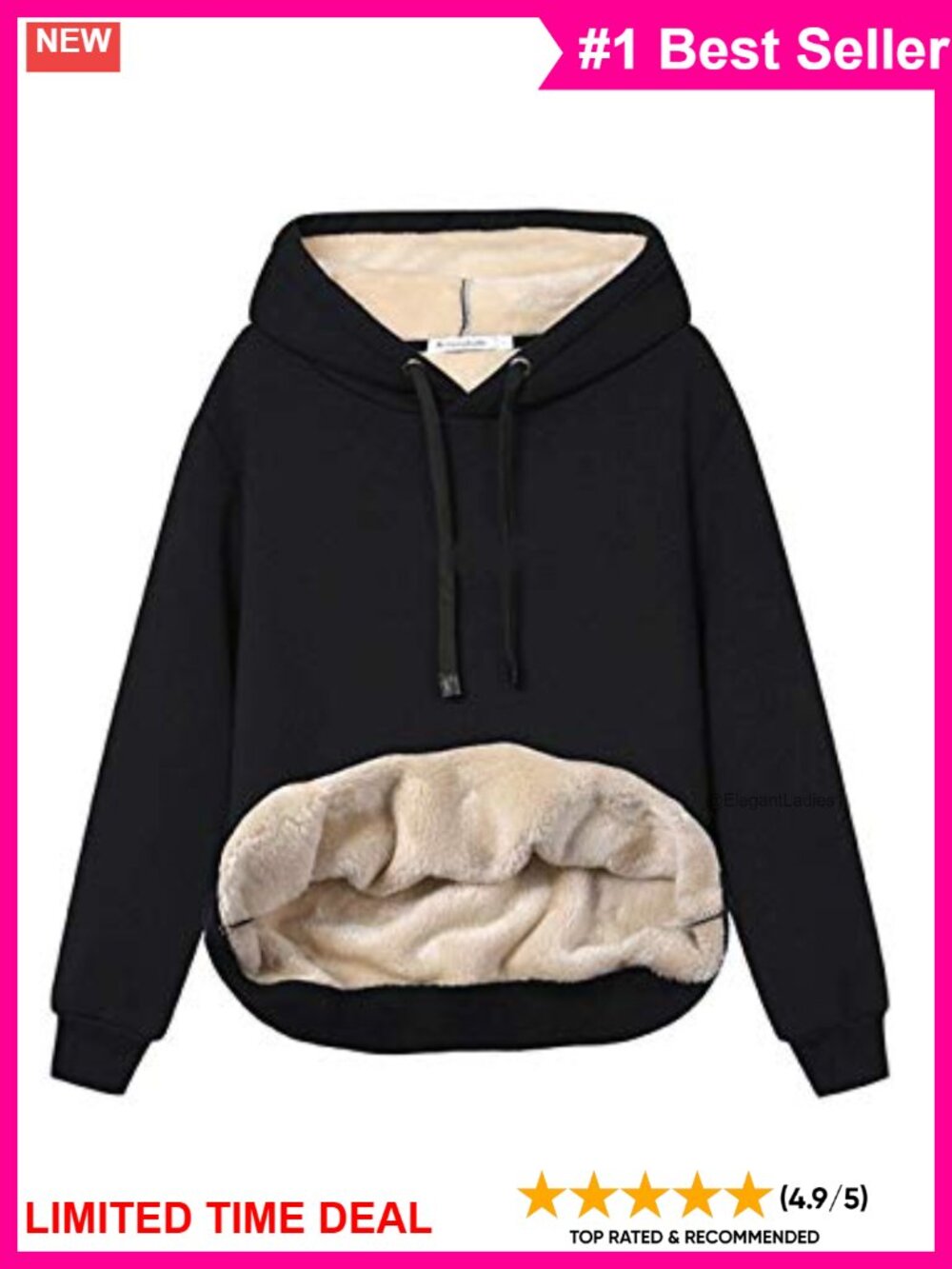 Sherpa Lined Pullover Hoodie Warm Winter Sweatshirt